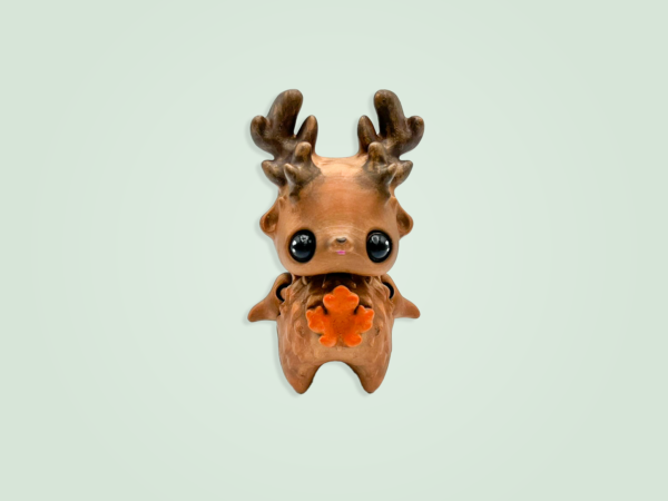 Cute reindeer pixie 3d print with antlers and big eyes